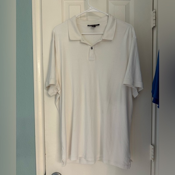 MICHAEL KORS MENS Stretch Cotton Polo Shirt White with silver buttons XL - Picture 1 of 5